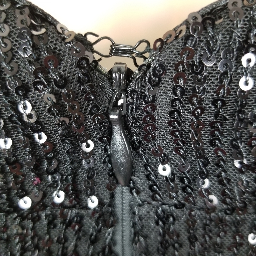 Maniju Halter Neck Sequin Side Slit Maxi Dress Black Prom Small NWT Style UN2132 - Picture 4 of 14